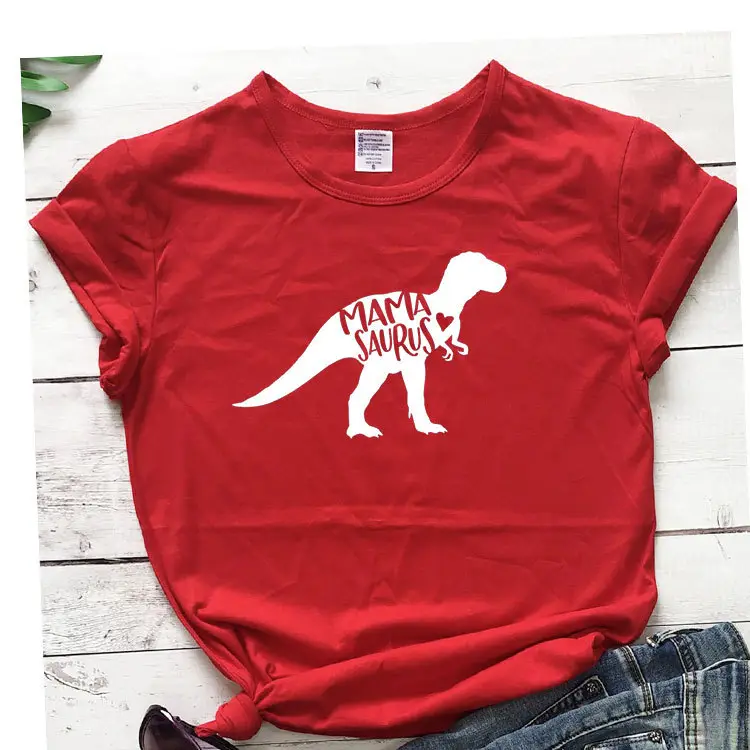 Mama Saurus Dinosaur T-Shirt Yellow Short Sleeve - Image 11