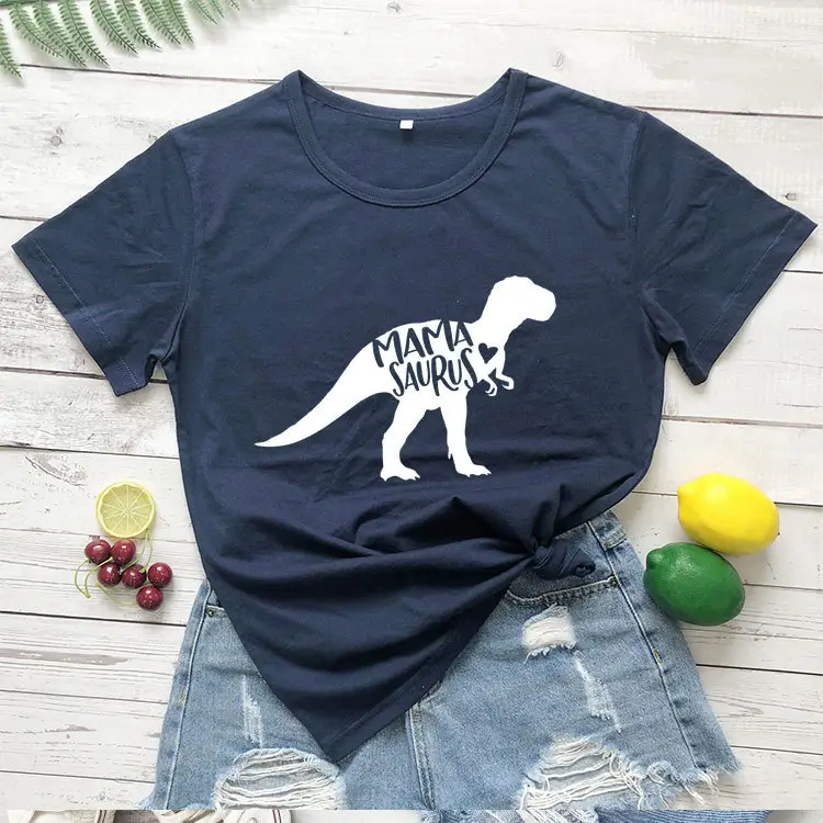 Mama Saurus Dinosaur T-Shirt Yellow Short Sleeve - Image 12