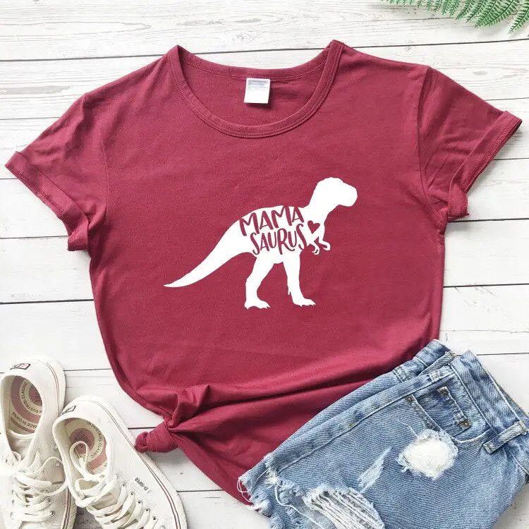 Mama Saurus Dinosaur T-Shirt Yellow Short Sleeve - Image 13