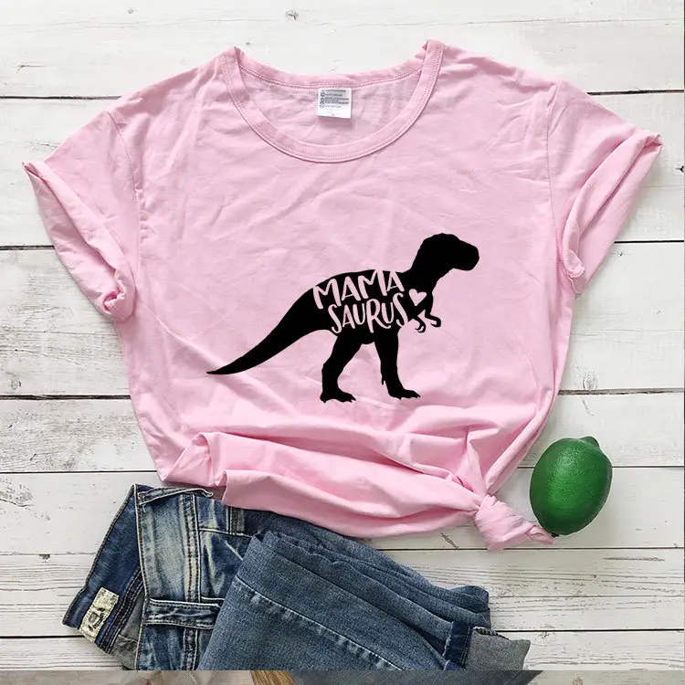 Mama Saurus Dinosaur T-Shirt Yellow Short Sleeve - Image 6