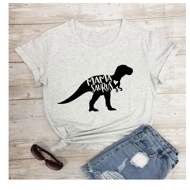 Mama Saurus Dinosaur T-Shirt Yellow Short Sleeve - Image 9