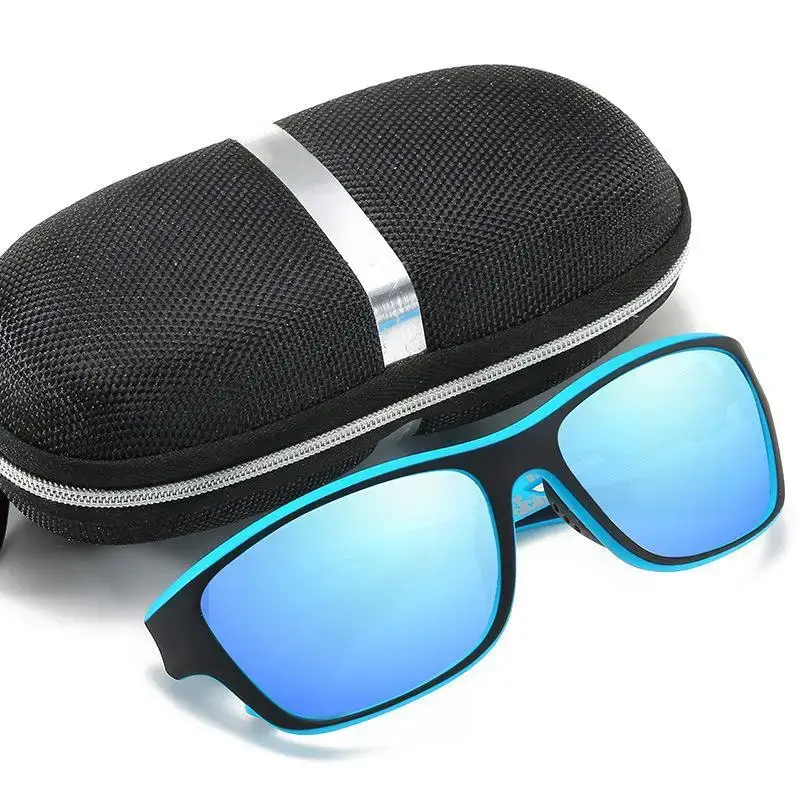 Men Polarized Sunglasses Black Blue Blue Silver - Image 9