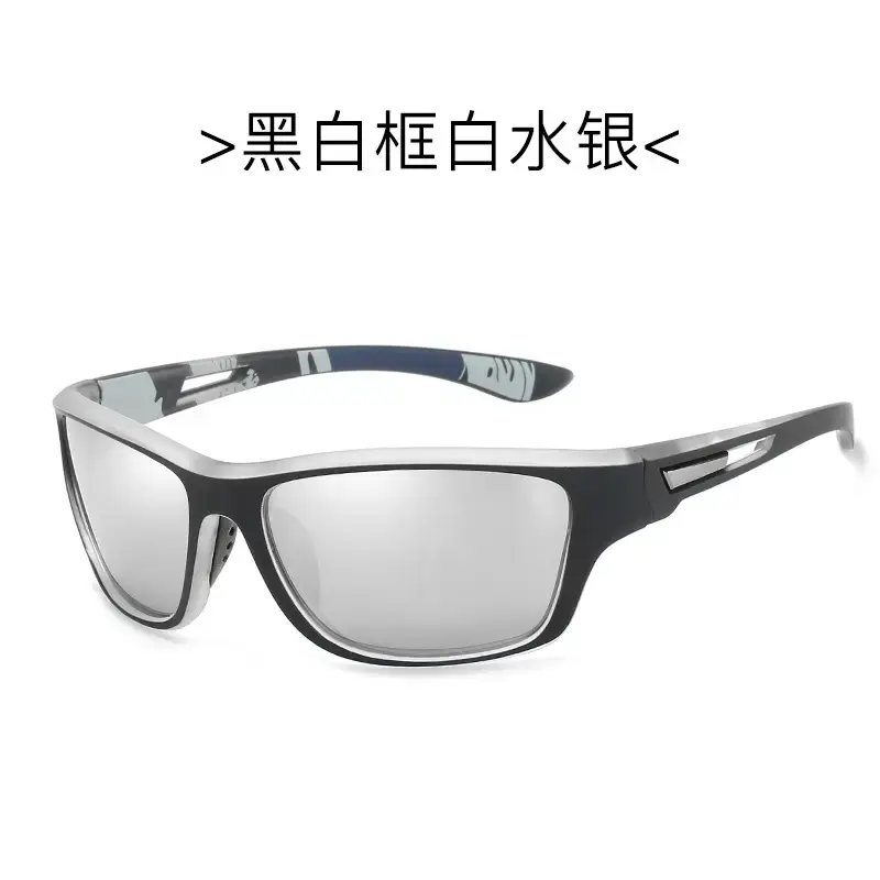 Men Polarized Sunglasses Black Blue Blue Silver