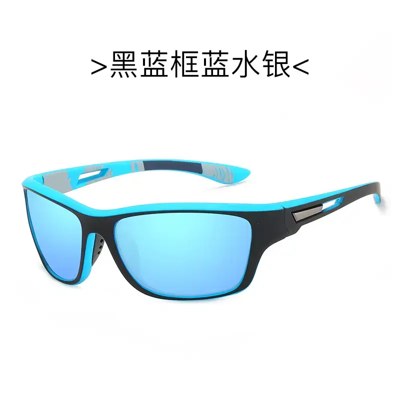 Men Polarized Sunglasses Black Blue Blue Silver - Image 5