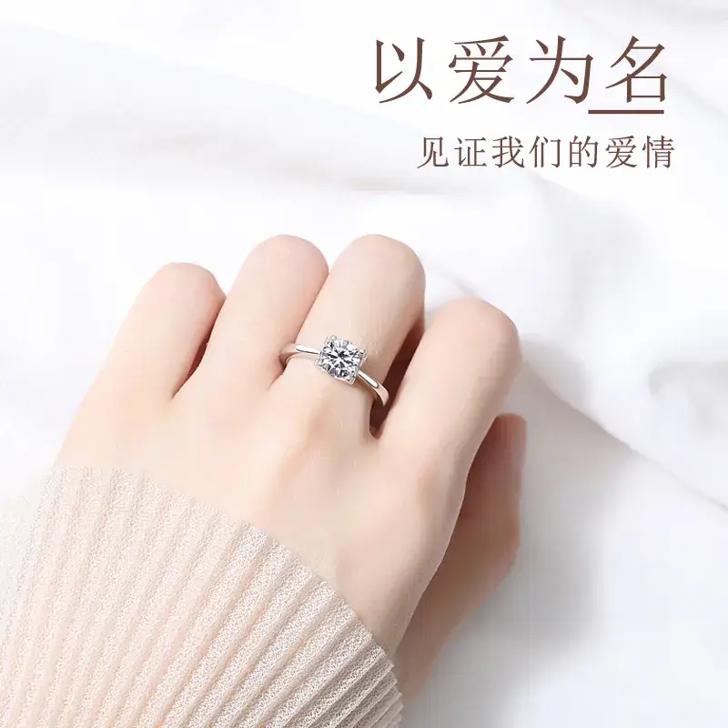 925 Sterling Silver Diamond Ring Classic Niutou Design - Image 4