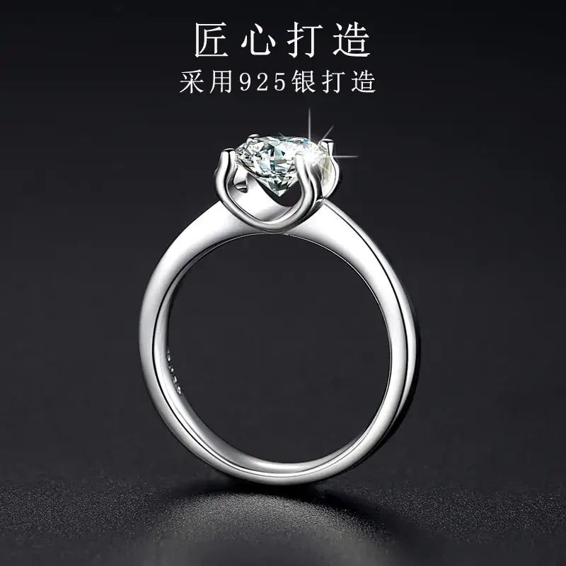 925 Sterling Silver Diamond Ring Classic Niutou Design - Image 5