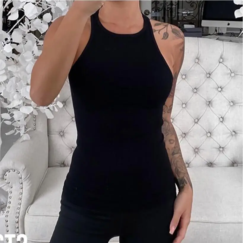 Women's Black Sports Vest Small Solid Color