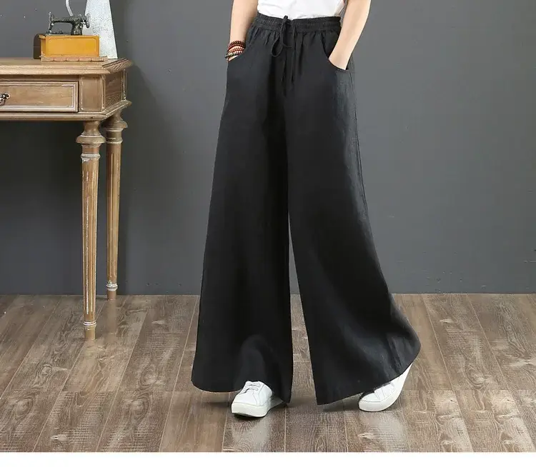 2026 Women's Loose Wide Leg Linen Pants High Waist — feature 13