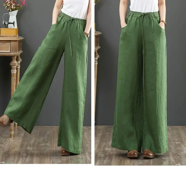 2026 Women's Loose Wide Leg Linen Pants High Waist — feature 19