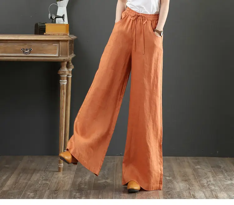2026 Women's Loose Wide Leg Linen Pants High Waist - Image 6