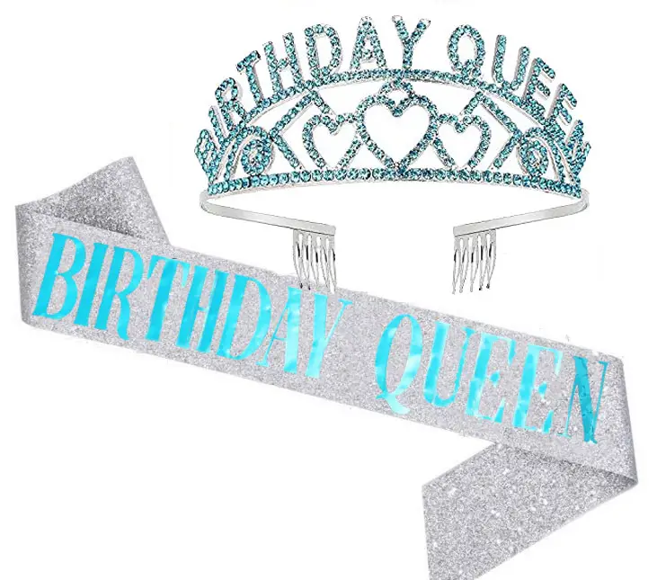 Birthday Queen Crown Hair Accessory Set with Sash