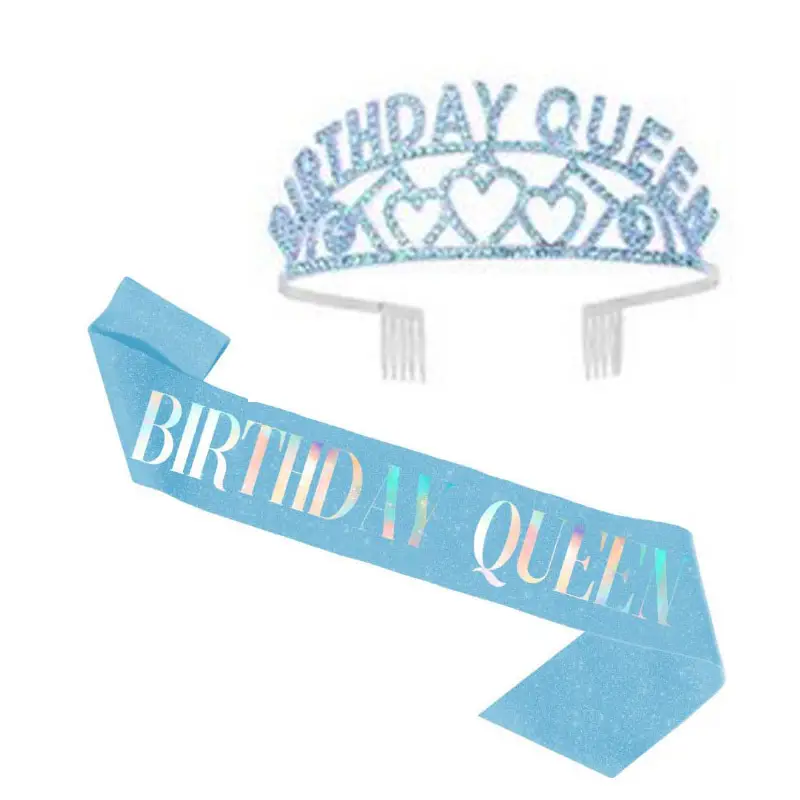 Birthday Queen Crown Hair Accessory Set with Sash