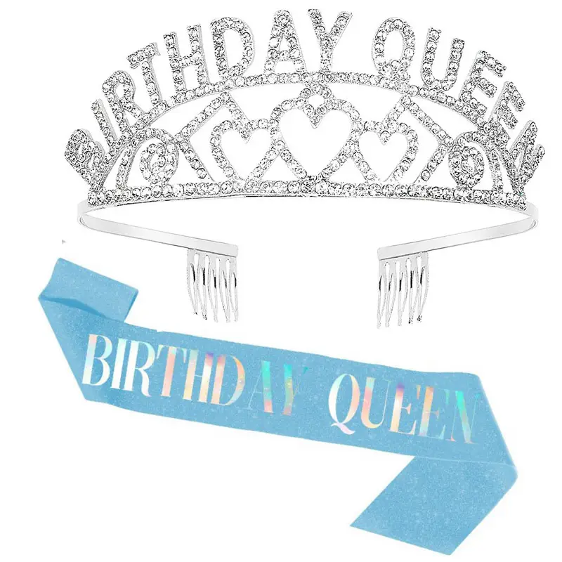 Birthday Queen Crown Hair Accessory Set with Sash