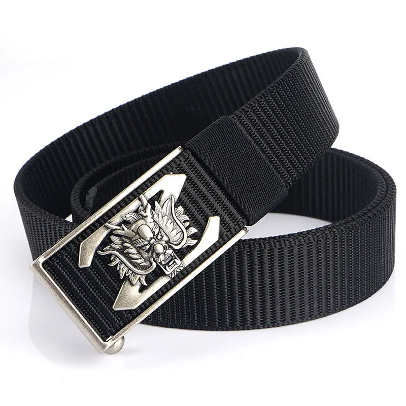 Men's Gold Embroidered Belt with Buckle