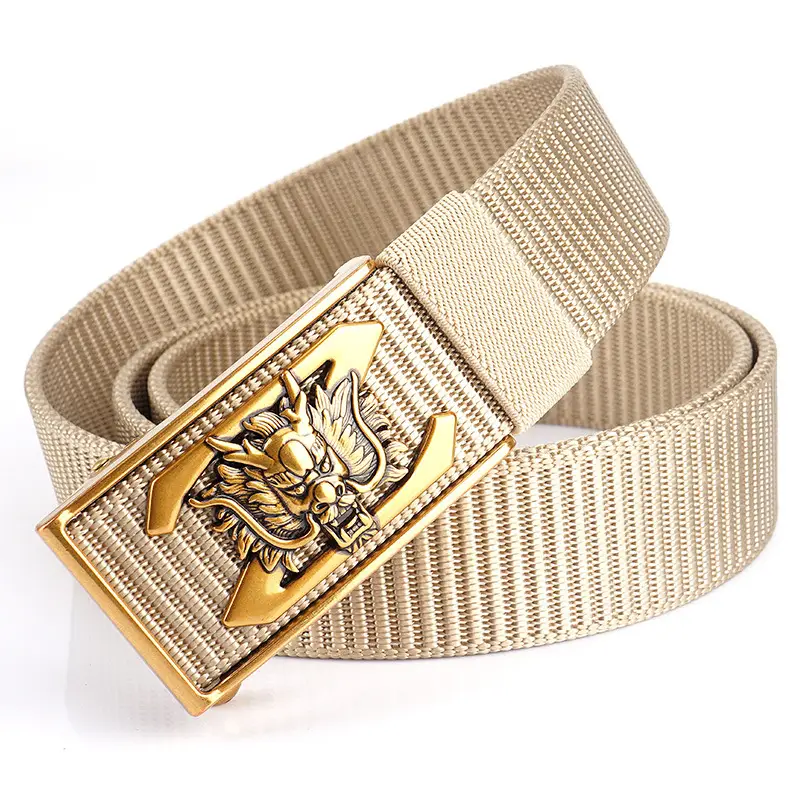 Men's Gold Embroidered Belt with Buckle - Image 14