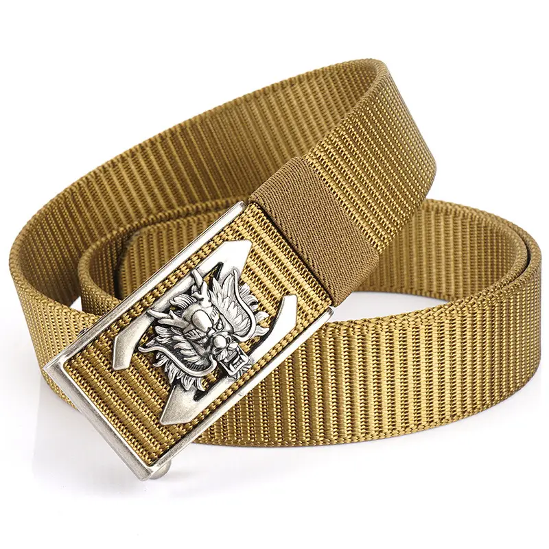Men's Gold Embroidered Belt with Buckle - Image 3