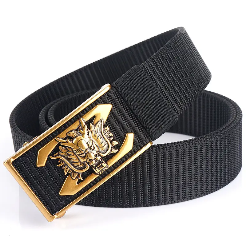 Men's Gold Embroidered Belt with Buckle - Image 8