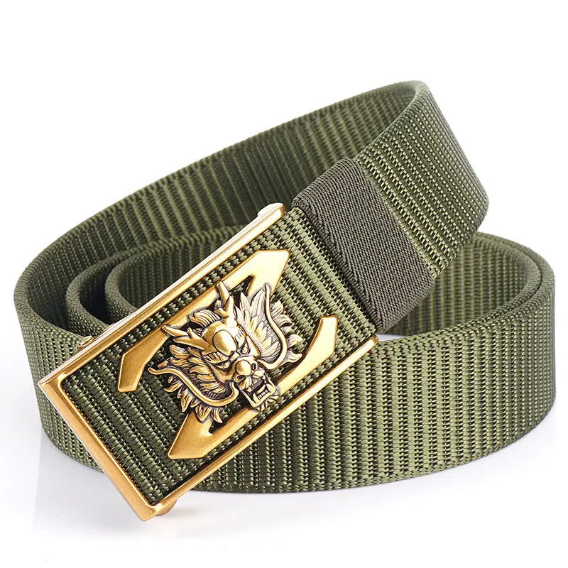Men's Gold Embroidered Belt with Buckle - Image 9