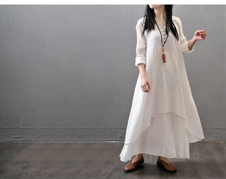 2025 Long Flared Linen Dress Artistic Design — feature 2