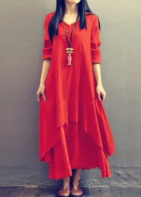 2025 Long Flared Linen Dress Artistic Design — feature 23
