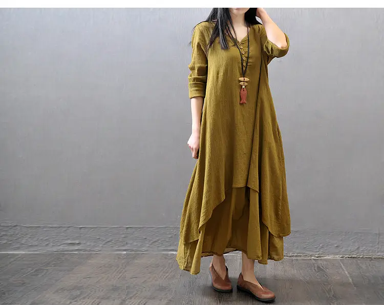 2025 Long Flared Linen Dress Artistic Design — feature 8
