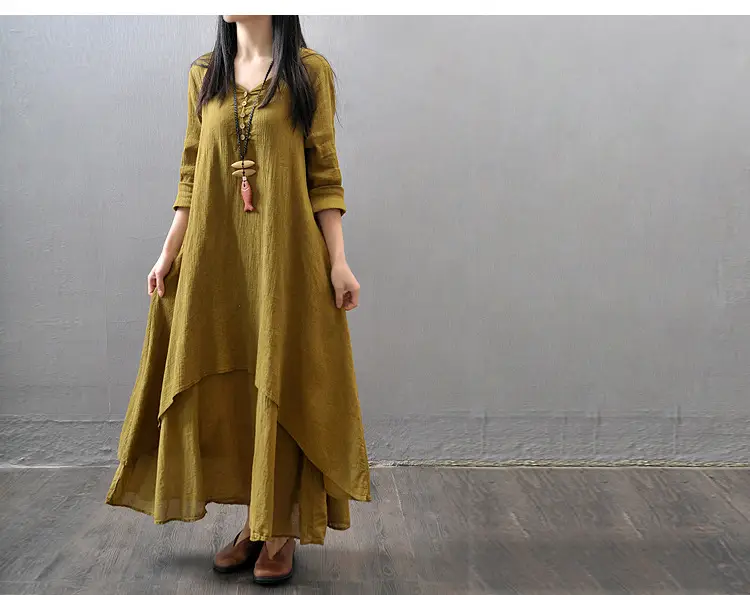 2025 Long Flared Linen Dress Artistic Design — feature 9
