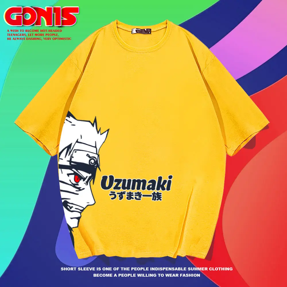 Naruto OZumaki Men T-Shirt Yellow Short Sleeve - Image 9