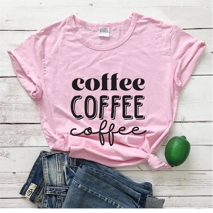 Coffee Coffee Coffee Pink T-Shirt Short Sleeve - Image 6