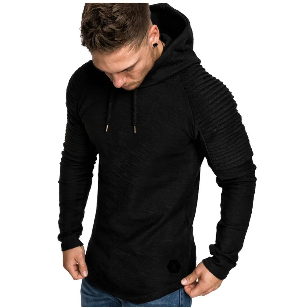 Men's Tan Hooded Long Sleeve T-Shirt with Raglan Sleeve - Image 4