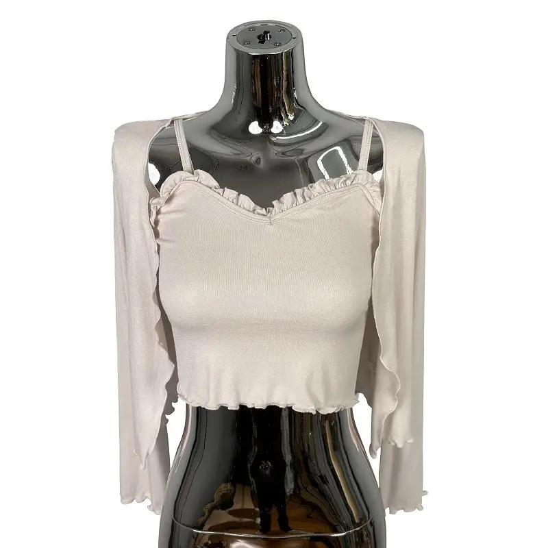 Korean Women's Slim Camisole T-Shirt Set Two Piece
