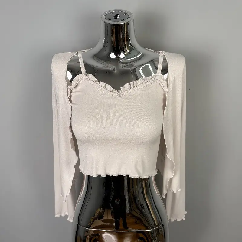 Korean Women's Slim Camisole T-Shirt Set Two Piece
