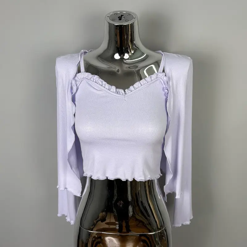Korean Women's Slim Camisole T-Shirt Set Two Piece