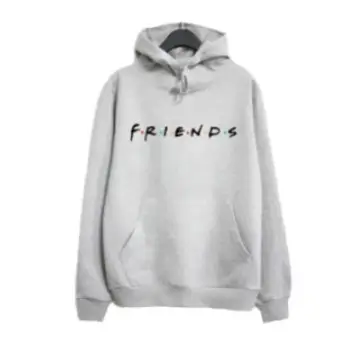 Friends Printed Long Sleeve Hooded Sweatshirt Grey