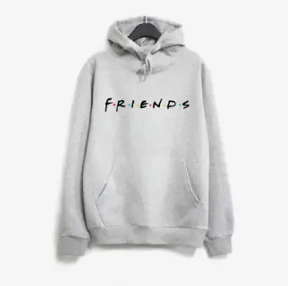 Friends Printed Long Sleeve Hooded Sweatshirt Grey