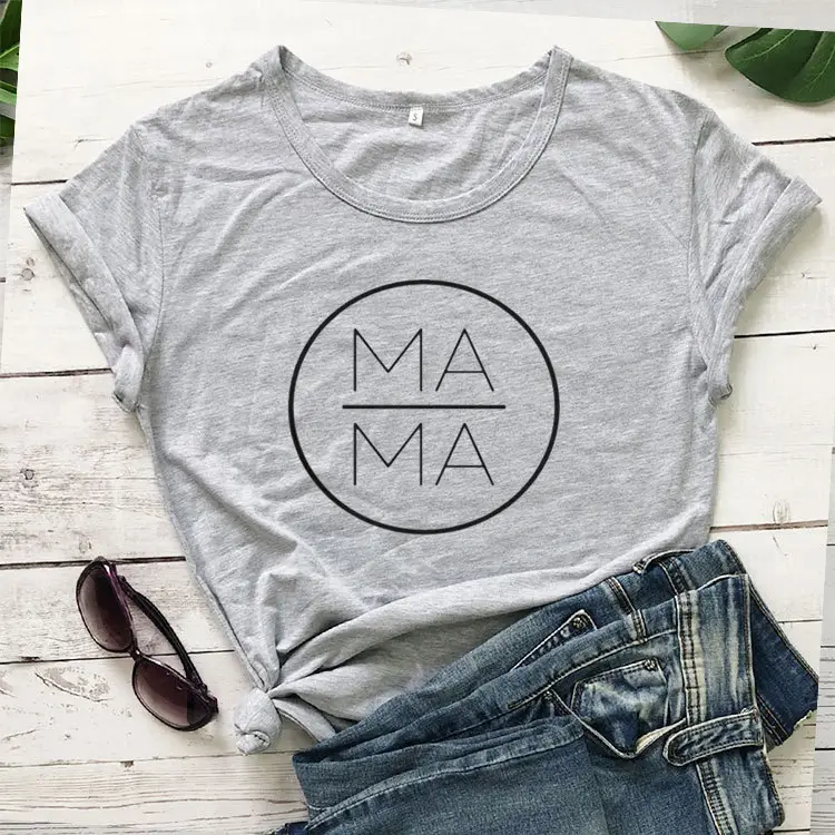 Mama Circle Graphic T-Shirt Grey Short Sleeve - Image 3
