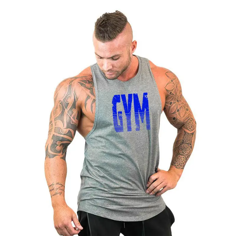 Men Gym Muscle Training Vest White Large Size
