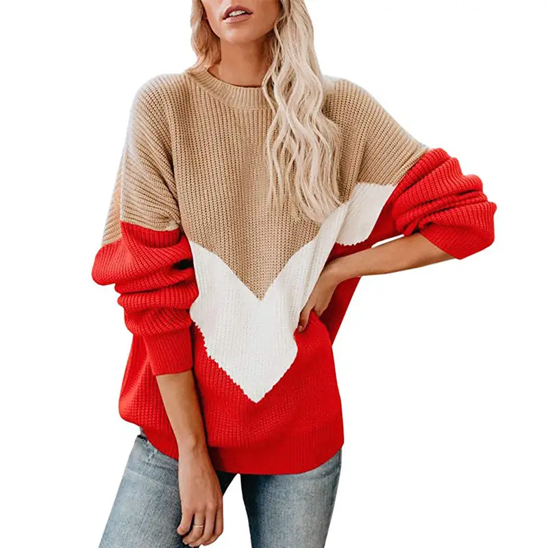 2023 Knitted Mosaic Top for Women Blue Black Grey