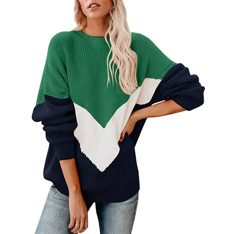 2023 Knitted Mosaic Top for Women Blue Black Grey
