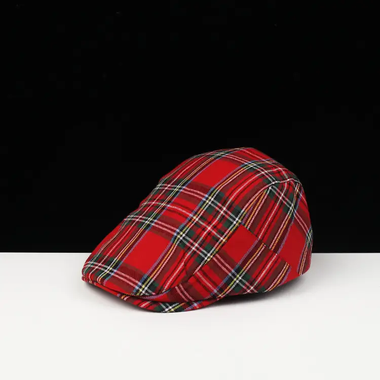 Female Plaid Cotton Cap Red Green Blue Summer Casual - Image 6