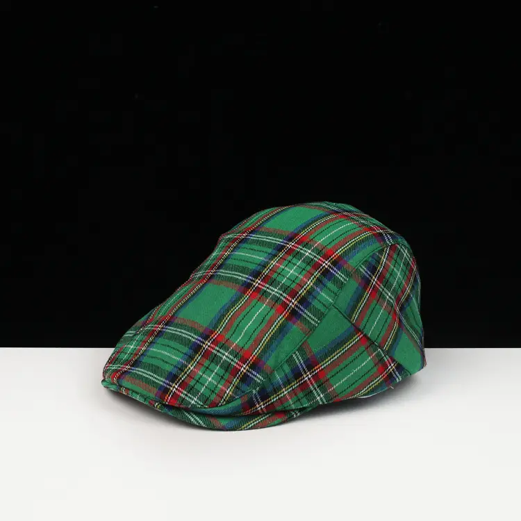 Female Plaid Cotton Cap Red Green Blue Summer Casual — feature 1