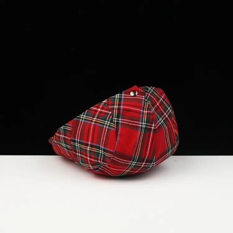 Female Plaid Cotton Cap Red Green Blue Summer Casual — feature 3
