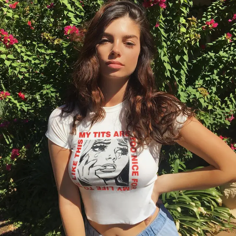Women's Cartoon T-Shirt White Short Sleeve Summer 2024 - Image 5