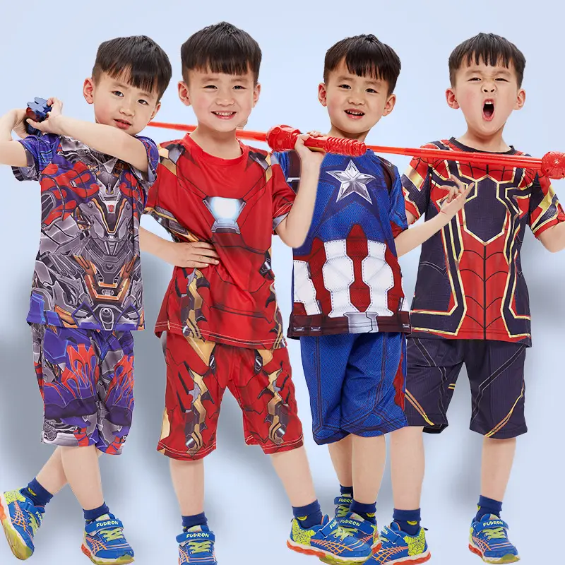 Kids Iron Man Halloween Costume Red Short Sleeve Suit - Image 22