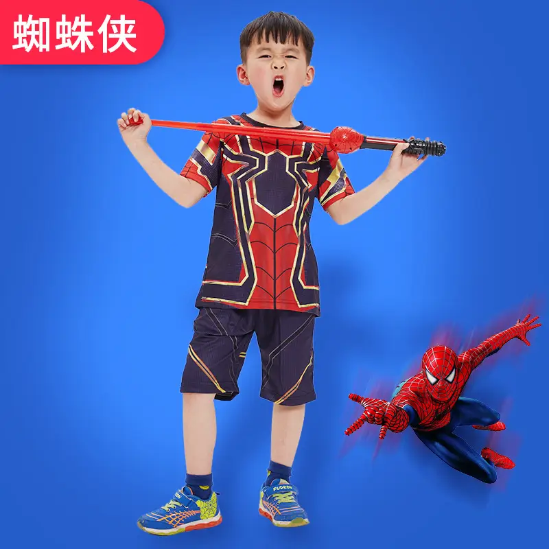 Kids Iron Man Halloween Costume Red Short Sleeve Suit - Image 24