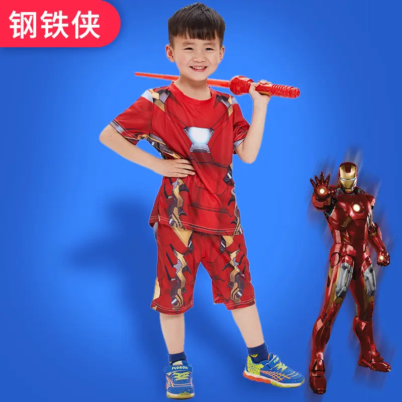 Kids Iron Man Halloween Costume Red Short Sleeve Suit - Image 25
