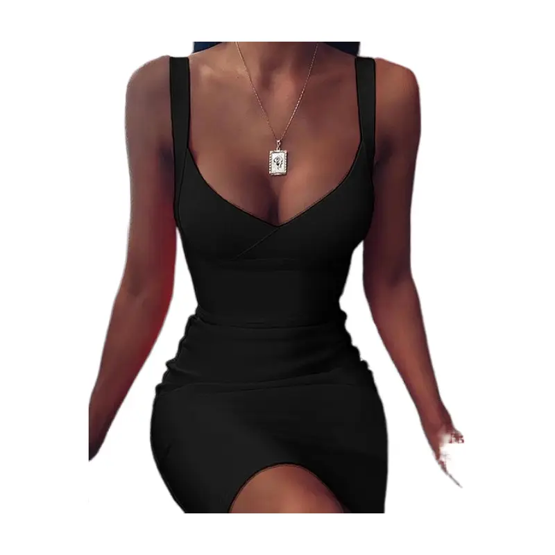White Sexy V-Neck Spaghetti Strap Bodycon Dress - Image 8