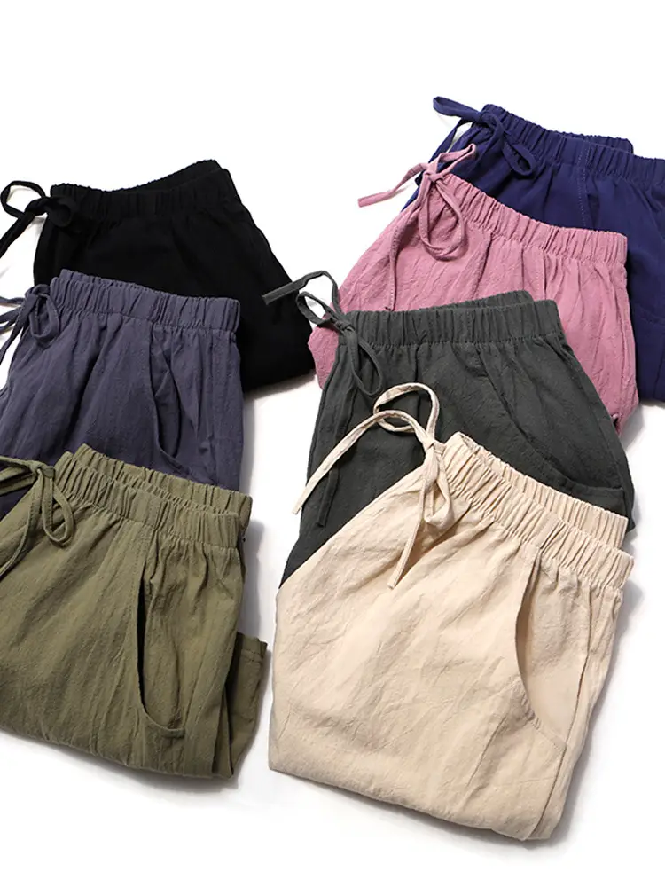 Black Cotton Drawstring Shorts for Women High Waist - Image 5