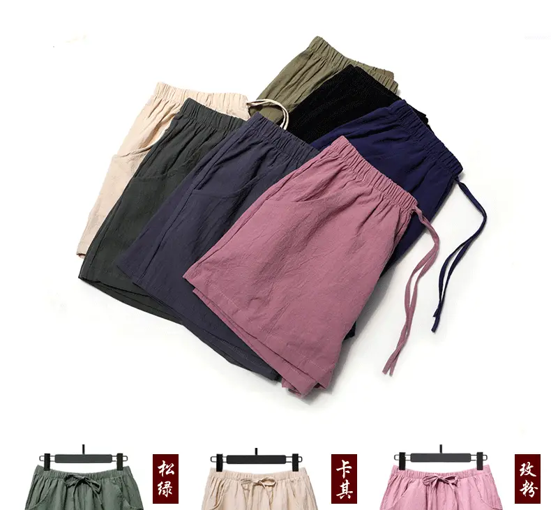 Black Cotton Drawstring Shorts for Women High Waist — feature 10