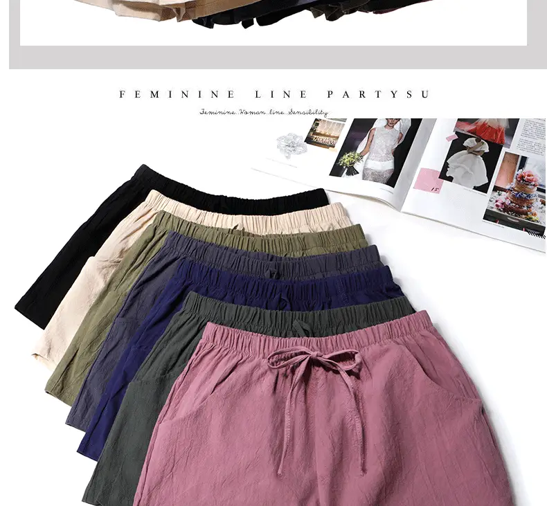 Black Cotton Drawstring Shorts for Women High Waist — feature 15