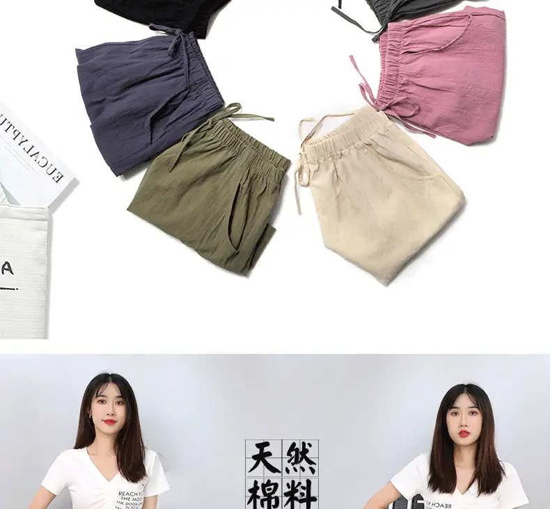 Black Cotton Drawstring Shorts for Women High Waist — feature 17